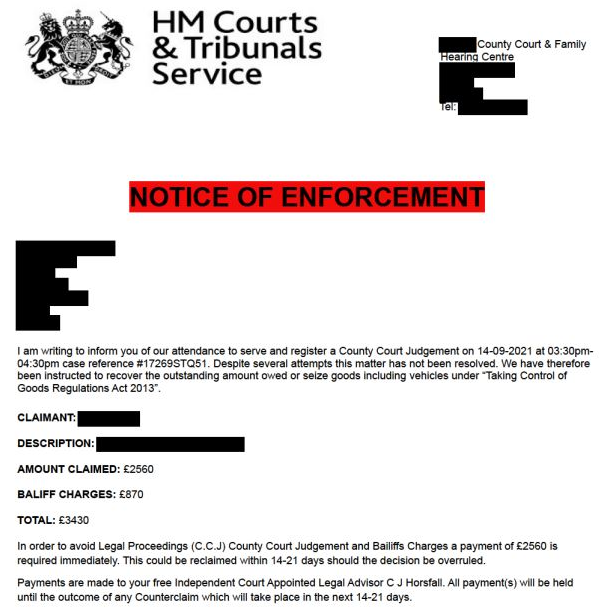 Fake notice of enforcement emails: how to spot County Court Judgement